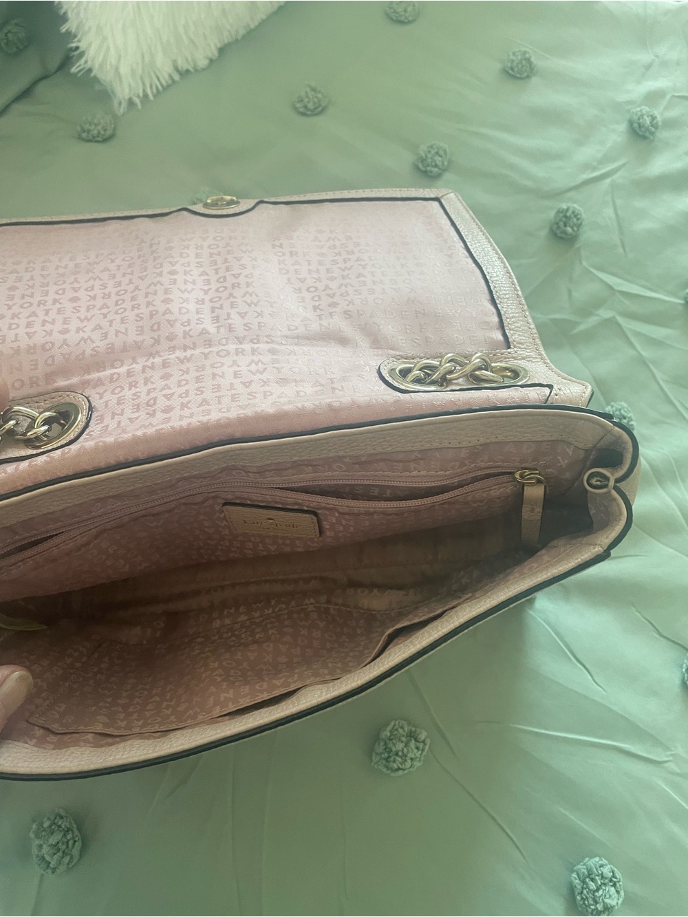 kate spade Blush Pink Pebbled Leather Chain-Handle Shoulder Bag - Picture 8 of 11
